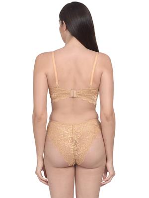 beige net bras and panty set - 18138508 - Standard Image - 3