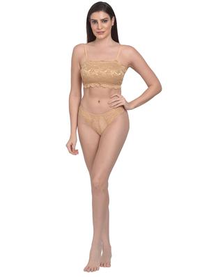 beige net bras and panty set - 18138508 - Standard Image - 4