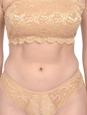 beige net bras and panty set - 18138508 - Standard Image - 5