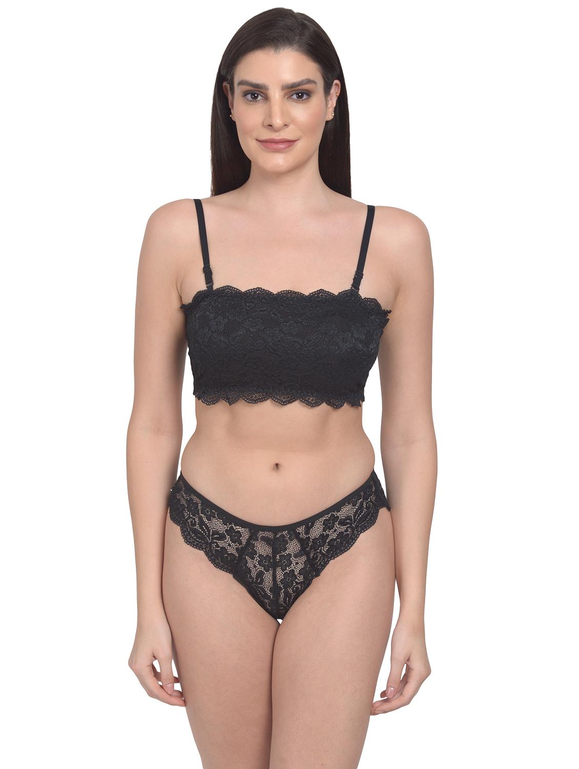 black net bras and panty set - 18138509 - Zoom Image - 1