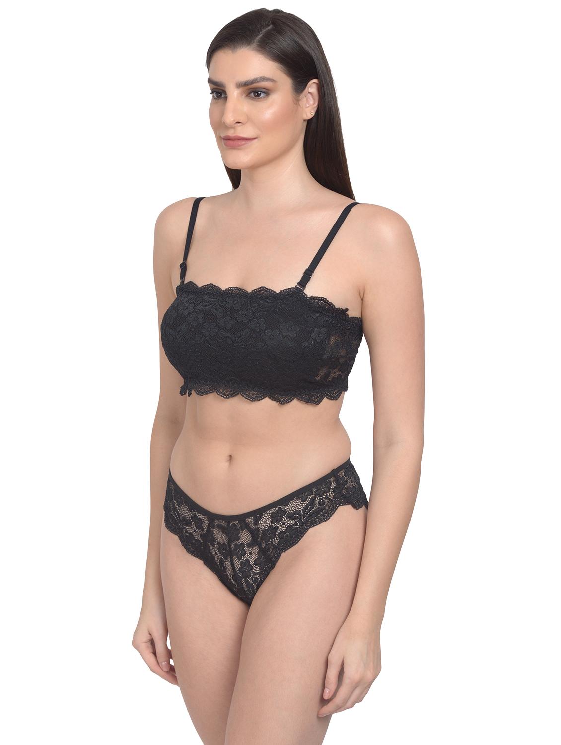 black net bras and panty set - 18138509 - Zoom Image - 2