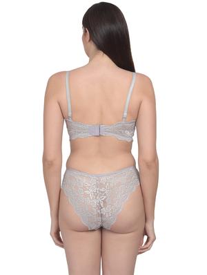 grey net bras and panty set - 18138510 - Standard Image - 3