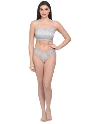 grey net bras and panty set - 18138510 - Standard Image - 4