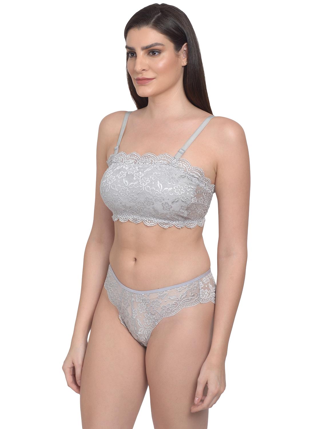 grey net bras and panty set - 18138510 - Zoom Image - 2
