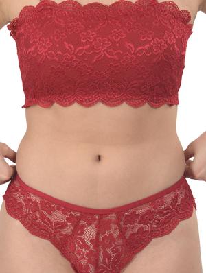 maroon net bras and panty set - 18138578 - Standard Image - 5