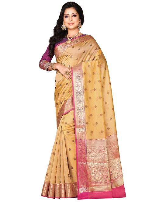 zari work woven saree with blouse - 18139786 - Standard Image - 1