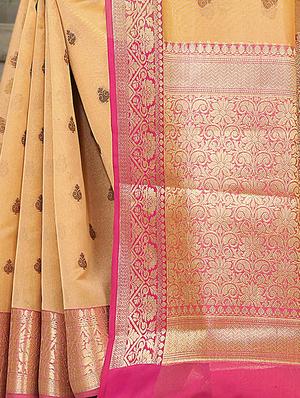 zari work woven saree with blouse - 18139786 - Standard Image - 3