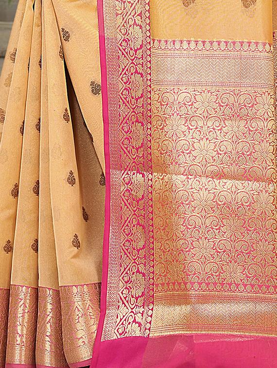 zari work woven saree with blouse - 18139786 - Zoom Image - 3