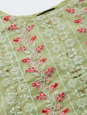 green georgette straight pant suits unstitched suit - 18139921 - Standard Image - 5