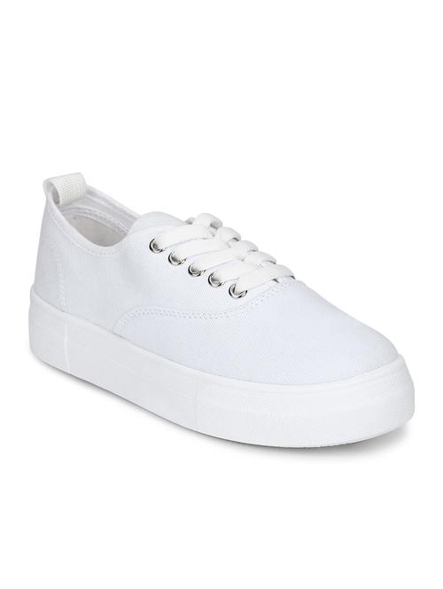white canvas laceup casual shoes - 18141049 - Standard Image - 1