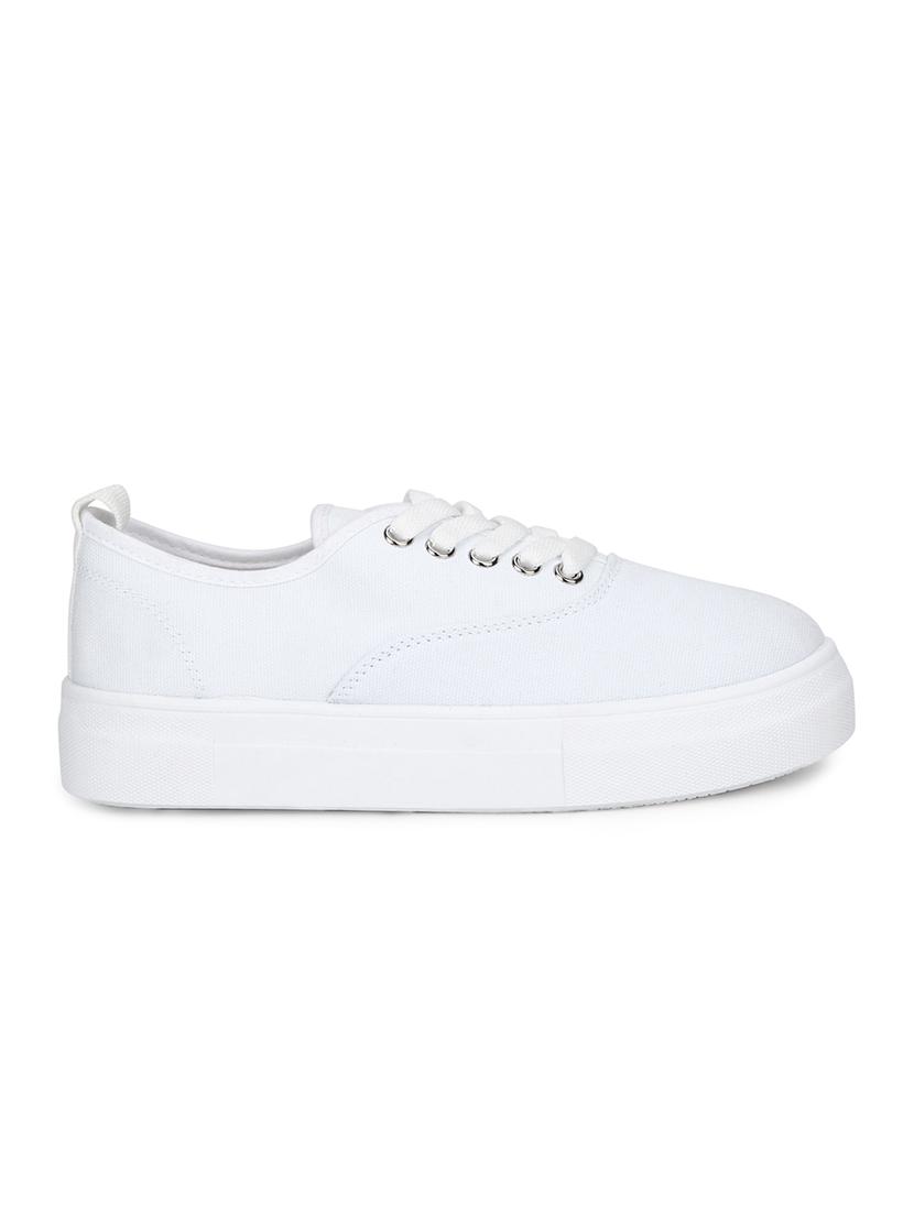 white canvas laceup casual shoes - 18141049 - Zoom Image - 2