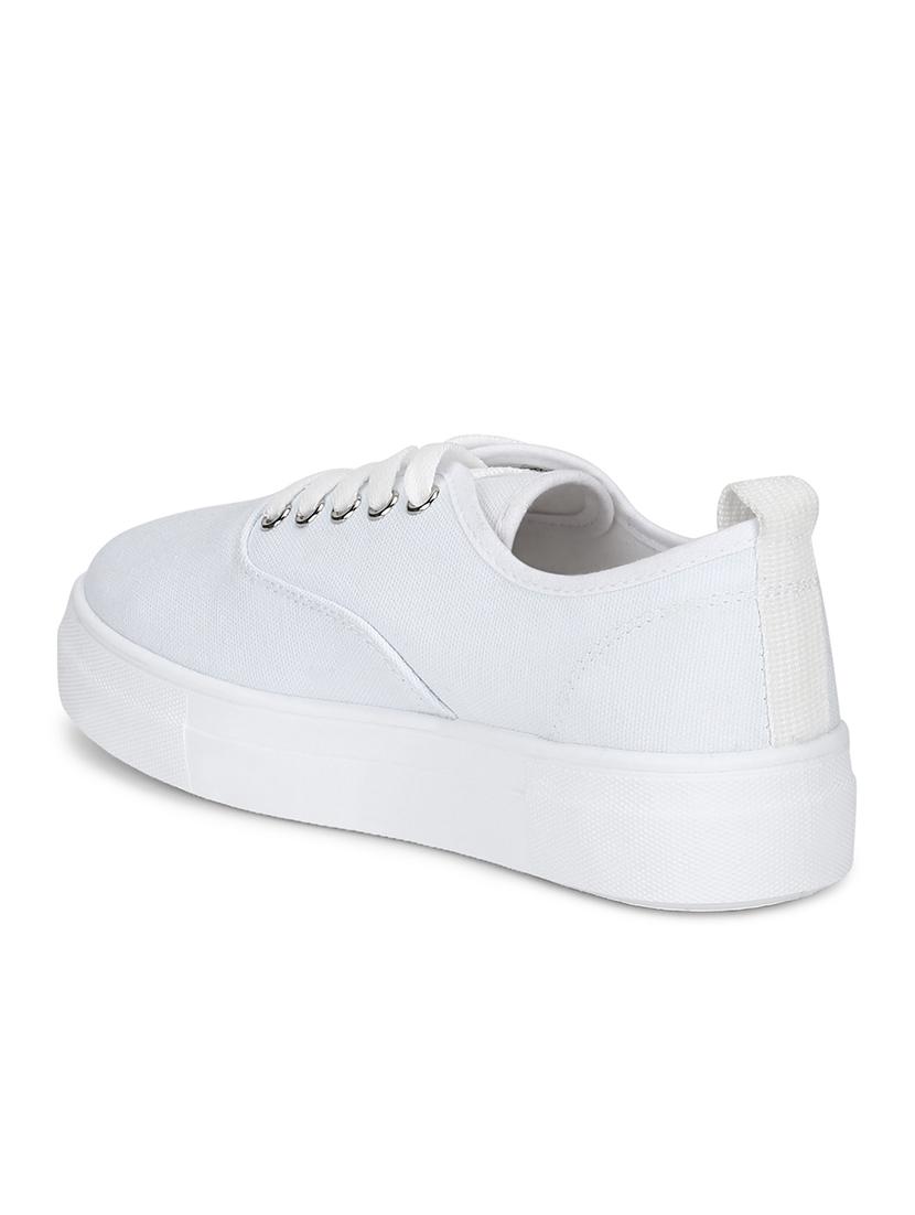 white canvas laceup casual shoes - 18141049 - Zoom Image - 3