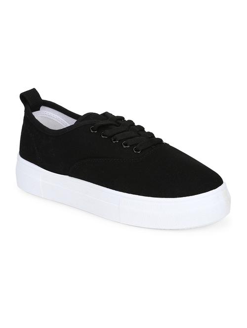 black canvas laceup casual shoes - 18141050 - Standard Image - 1