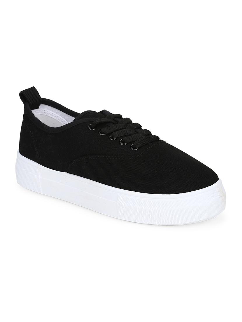 black canvas laceup casual shoes - 18141050 - Zoom Image - 1