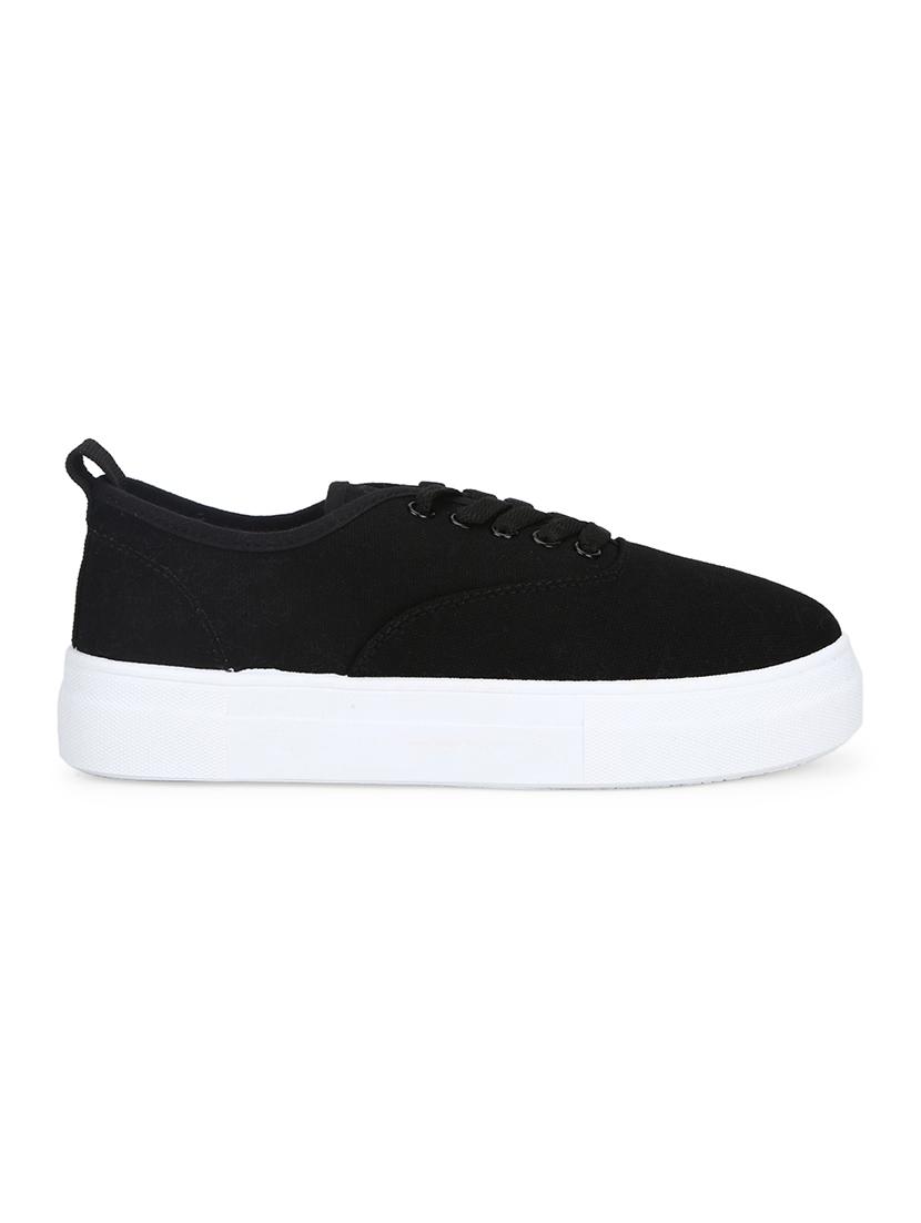 black canvas laceup casual shoes - 18141050 - Zoom Image - 2