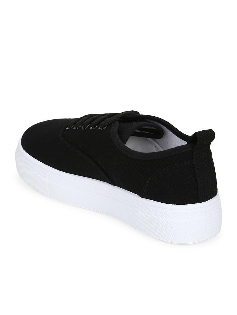 black canvas laceup casual shoes - 18141050 - Zoom Image - 3