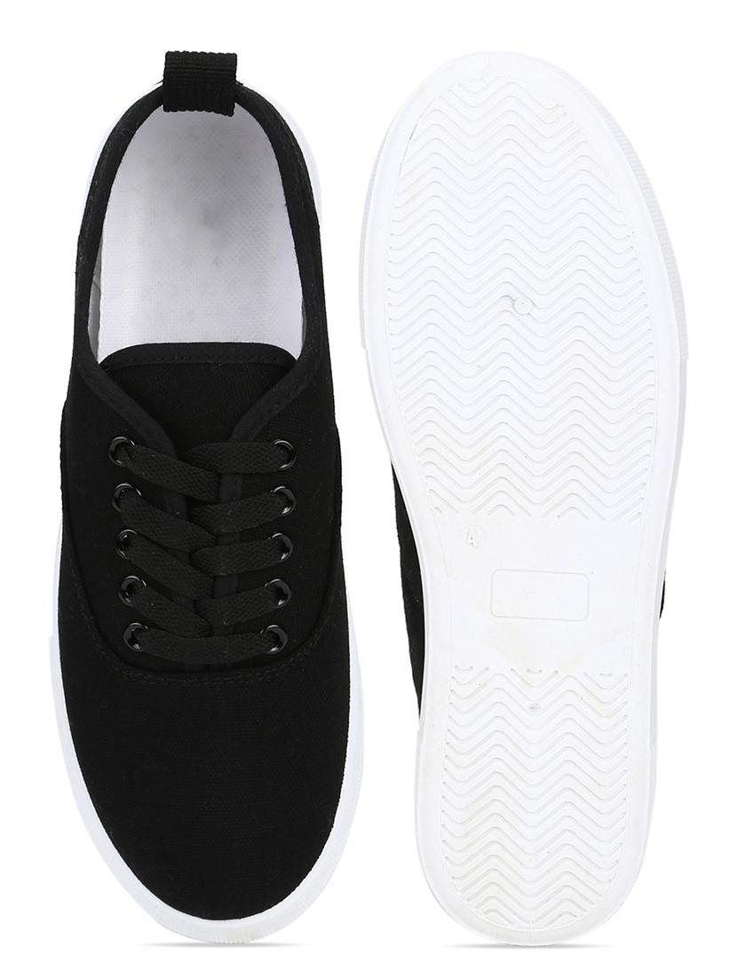 black canvas laceup casual shoes - 18141050 - Zoom Image - 4