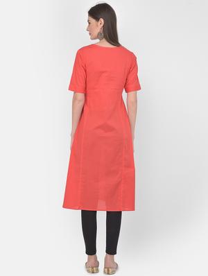 pink solid a-line kurta - 18141336 - Standard Image - 4