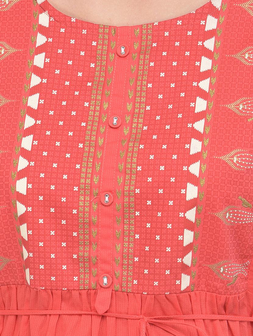 pink solid a-line kurta - 18141336 - Zoom Image - 6