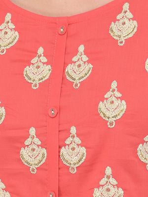 pink solid a-line kurta - 18141337 - Standard Image - 6
