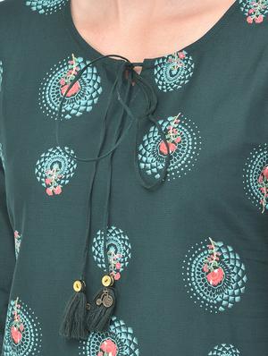 green printed a-line kurta - 18141345 - Standard Image - 6