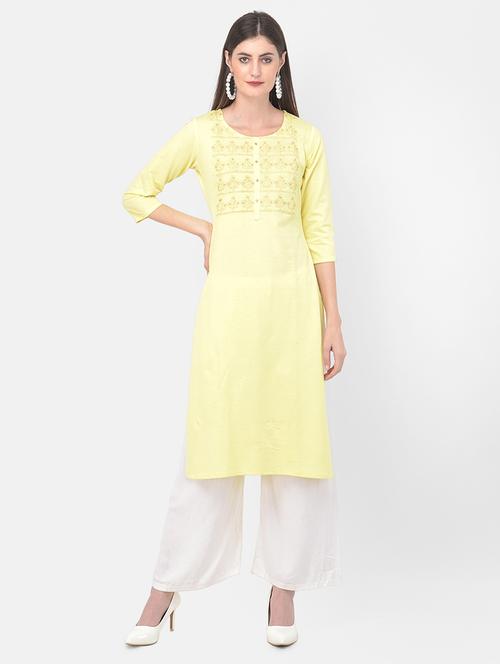 yellow solid straight kurta - 18141367 - Standard Image - 1