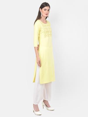 yellow solid straight kurta - 18141367 - Standard Image - 2