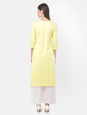 yellow solid straight kurta - 18141367 - Standard Image - 4