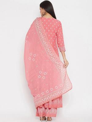 peach rayon kurta pant set - 18141639 - Standard Image - 4