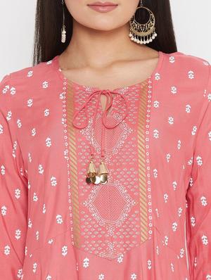 peach rayon kurta pant set - 18141639 - Standard Image - 5