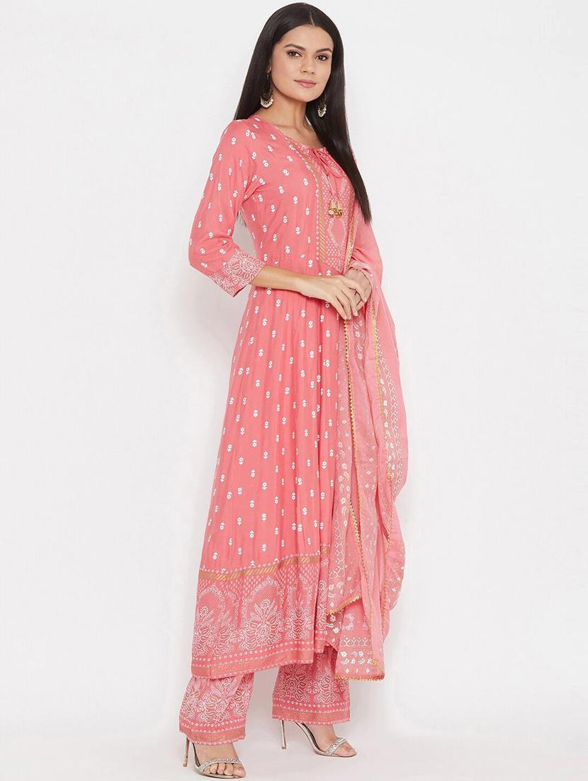 peach rayon kurta pant set - 18141639 - Zoom Image - 3
