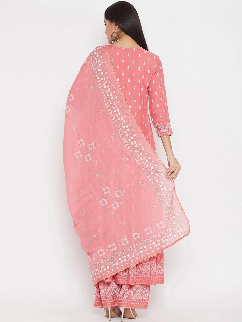 peach rayon kurta pant set - 18141639 - Zoom Image - 4