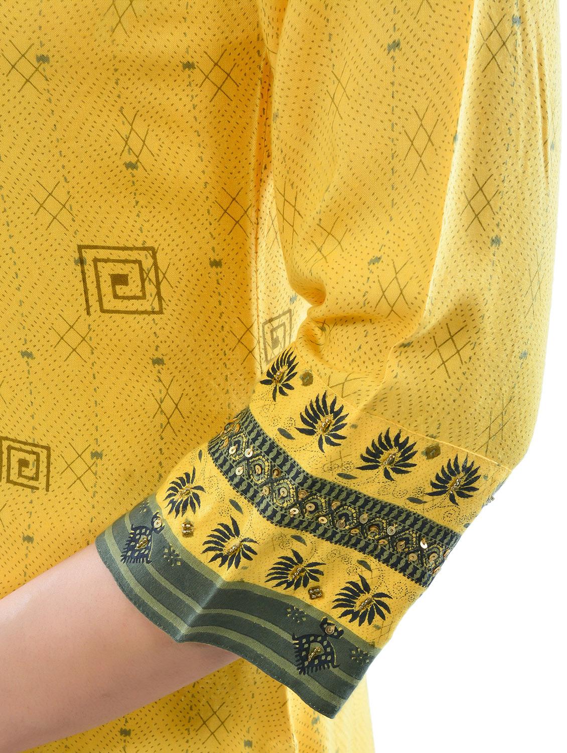 yellow rayon kurta legging set - 18141640 - Zoom Image - 4