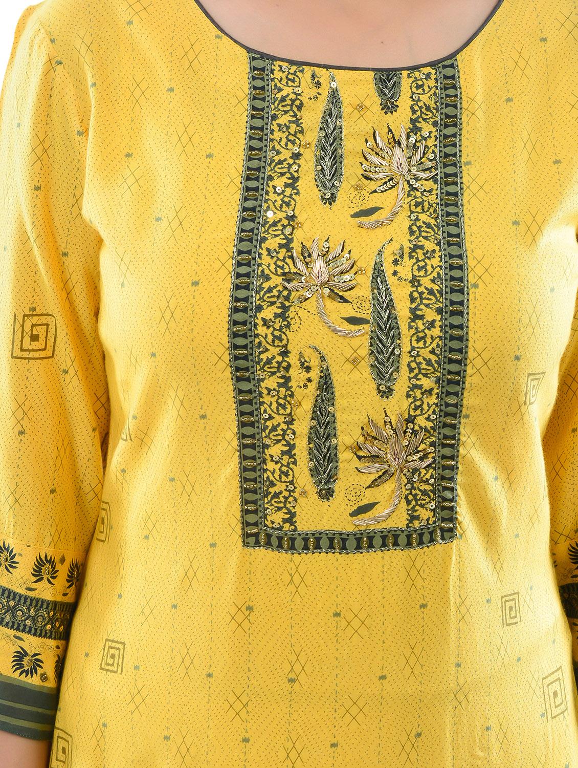yellow rayon kurta legging set - 18141640 - Zoom Image - 5
