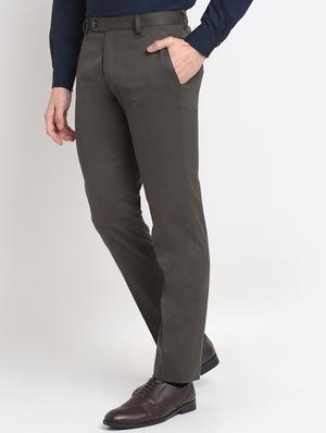 grey solid formal trouser - 18145028 - Standard Image - 2
