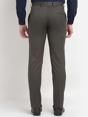 grey solid formal trouser - 18145028 - Standard Image - 3