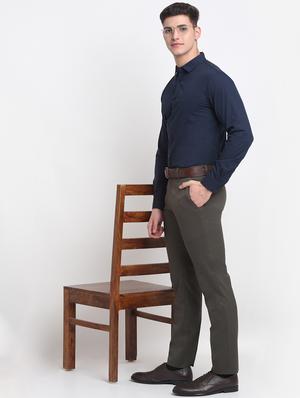 grey solid formal trouser - 18145028 - Standard Image - 4