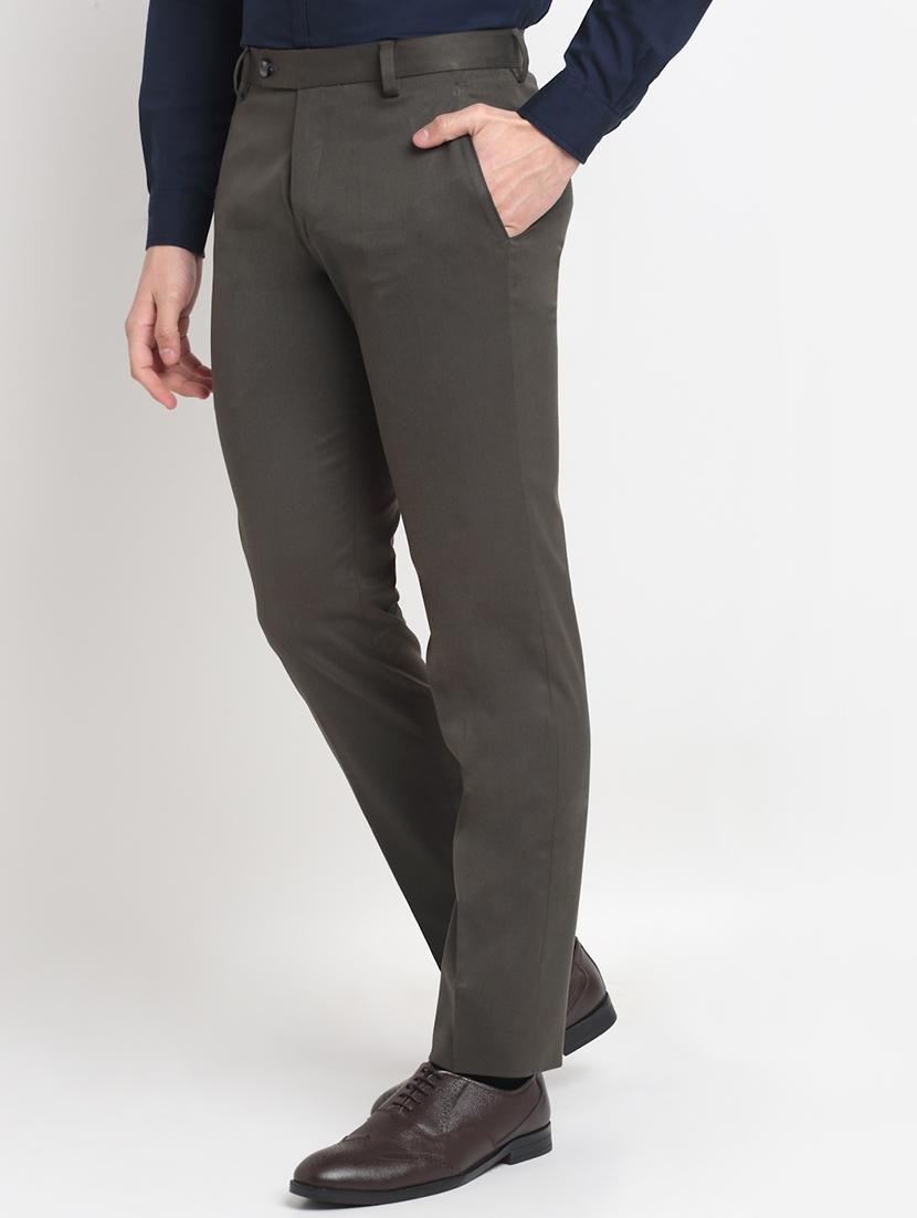 grey solid formal trouser - 18145028 - Zoom Image - 2