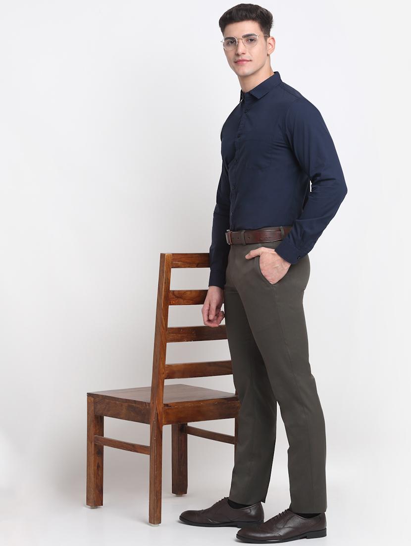 grey solid formal trouser - 18145028 - Zoom Image - 4