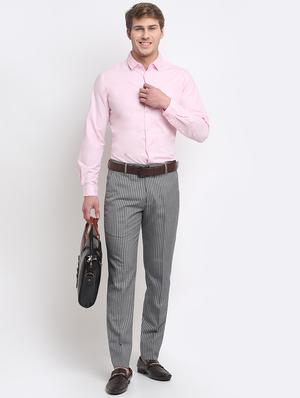 grey striped formal trouser - 18145031 - Standard Image - 4