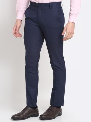 navy-blue checkered formal trouser - 18145032 - Standard Image - 2