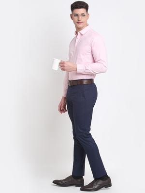 navy-blue checkered formal trouser - 18145032 - Standard Image - 4