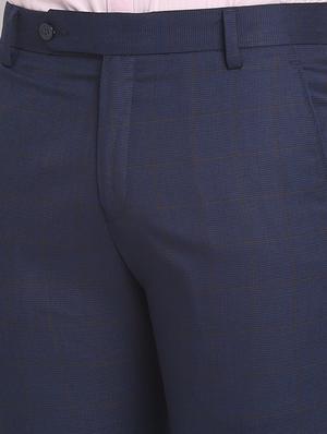 navy-blue checkered formal trouser - 18145032 - Standard Image - 5