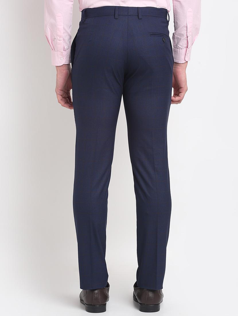 navy-blue checkered formal trouser - 18145032 - Zoom Image - 3