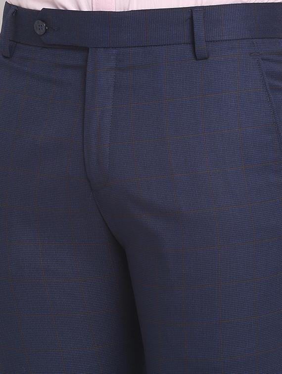 navy-blue checkered formal trouser - 18145032 - Zoom Image - 5
