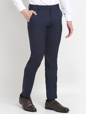 dark blue solid formal trouser - 18145034 - Standard Image - 2