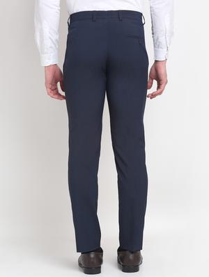 dark blue solid formal trouser - 18145034 - Standard Image - 3