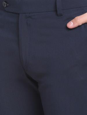 dark blue solid formal trouser - 18145034 - Standard Image - 5
