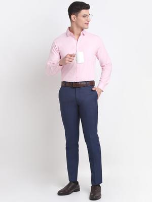navy-blue solid formal trouser - 18145043 - Standard Image - 4