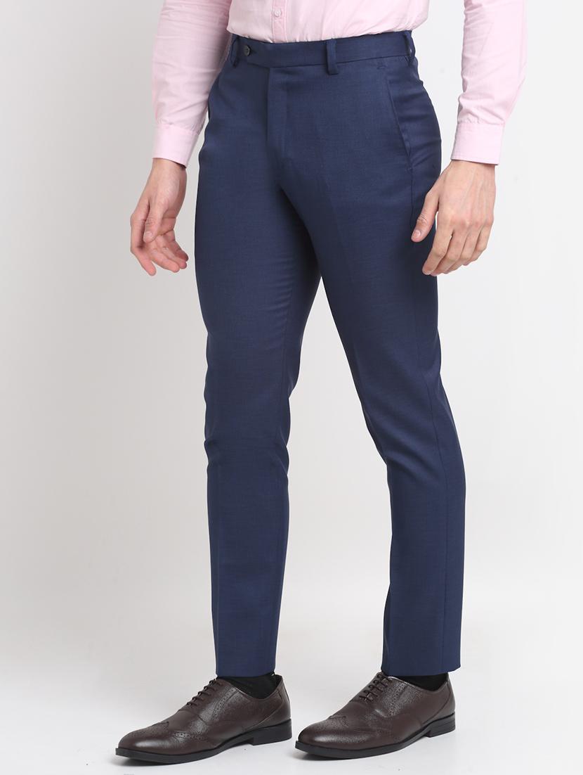 navy-blue solid formal trouser - 18145043 - Zoom Image - 2